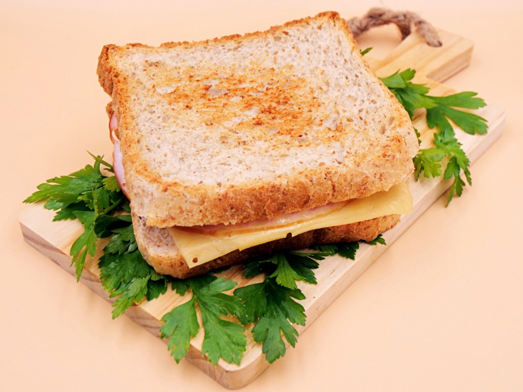 tosty z patelni z serem zoltym i wedlina z salatka czosnkowa 3